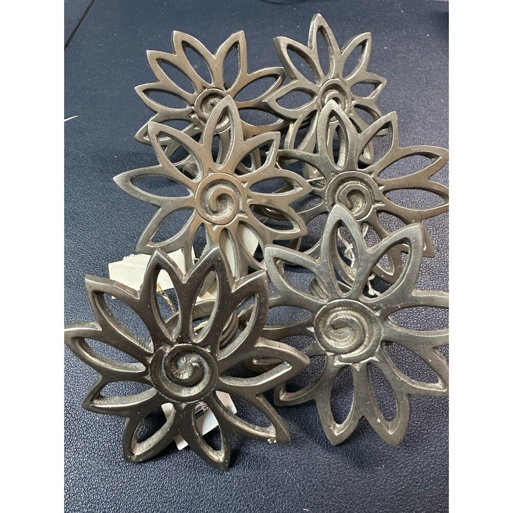 NWT Napkin Rings Set 6 India Heavy DII Floral